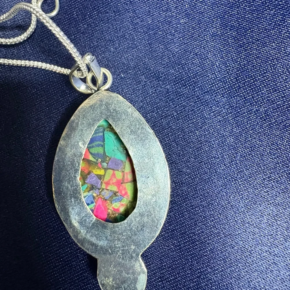 SOLD Candy Crush  Turquoise Pendant with 18" chain - Picture 4 of 4